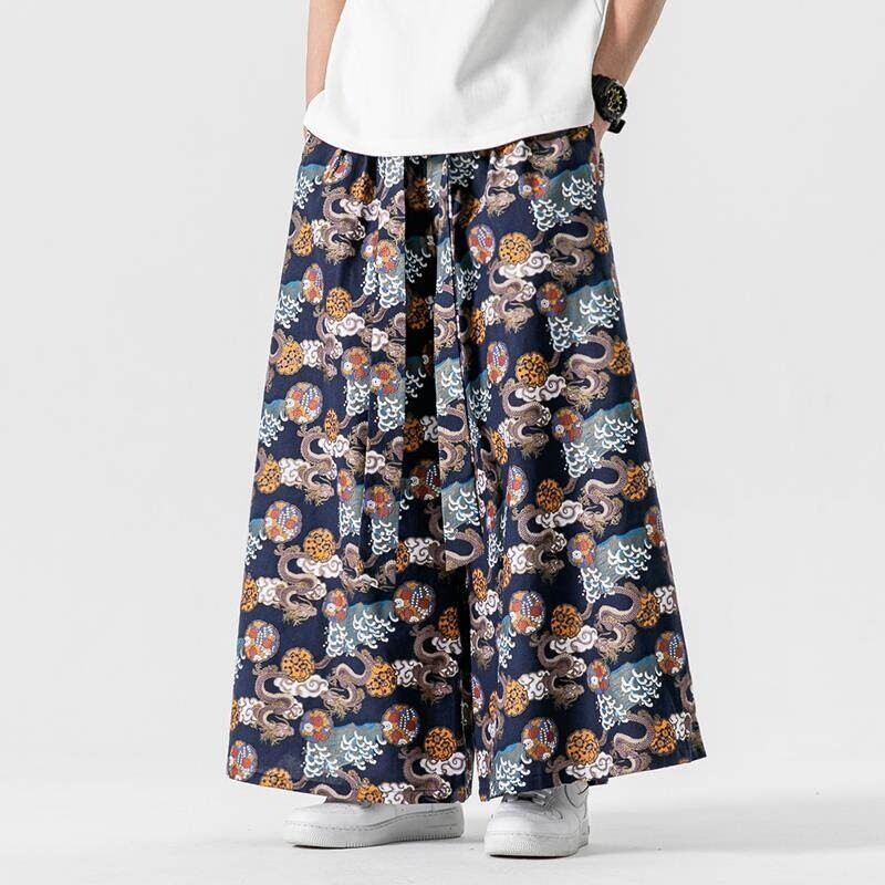 Retro Track Pant - Japon Samuray Pantolon erkek Ejderha Baskı
