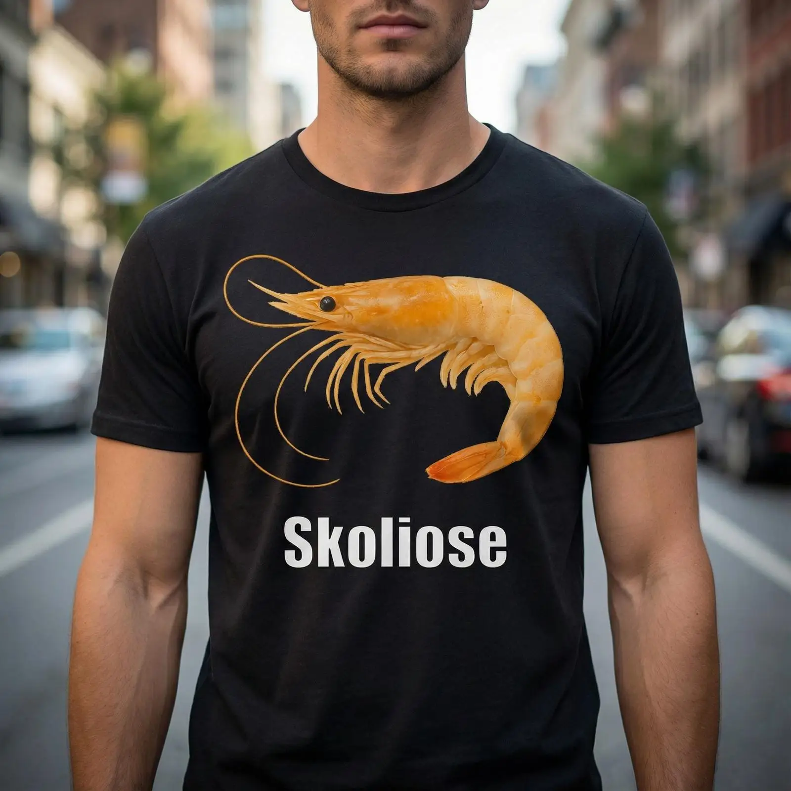 Vintage Fashion Gen Z - Karides Skolyozu Tişörtü Karşıtlık Esintili Mizah