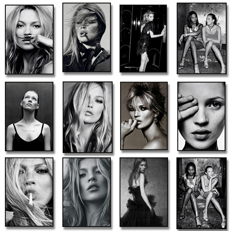 Vintage Fashion Sketches - Vintage Retro Fotoğraf Kate Moss Sigara