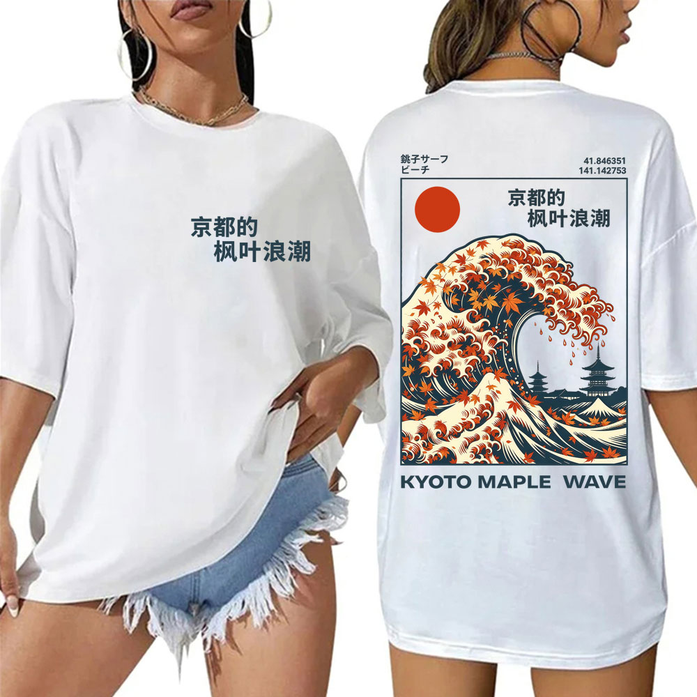 Vintage Fashion Kyoto - Japon Tarzı Kyoto Akçaağaç Dalga T
