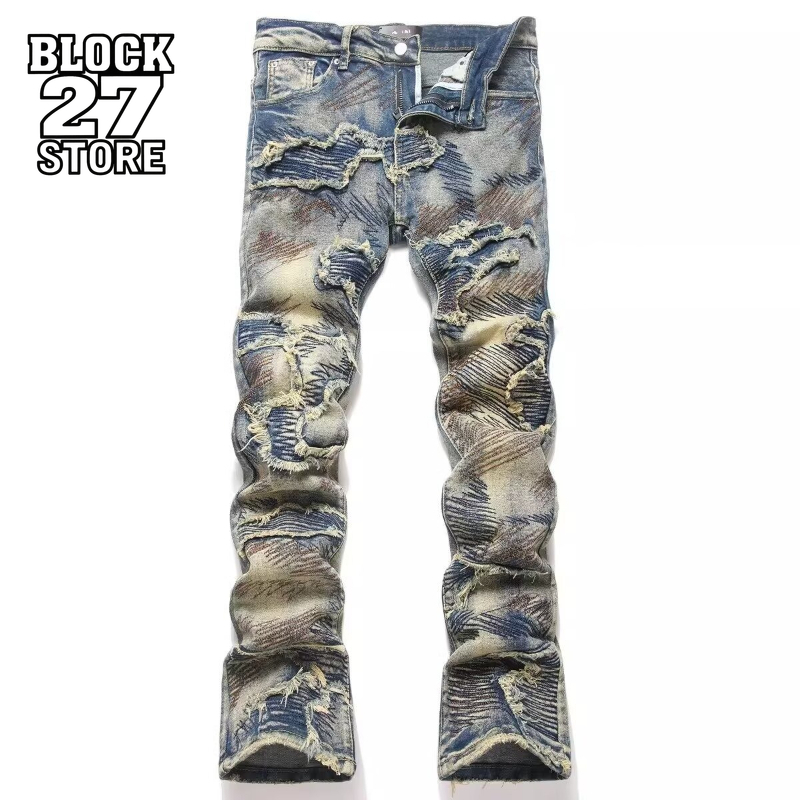 Retro Track Pant - Yeni Hip Hop Vintage Sıkıntılı Kot