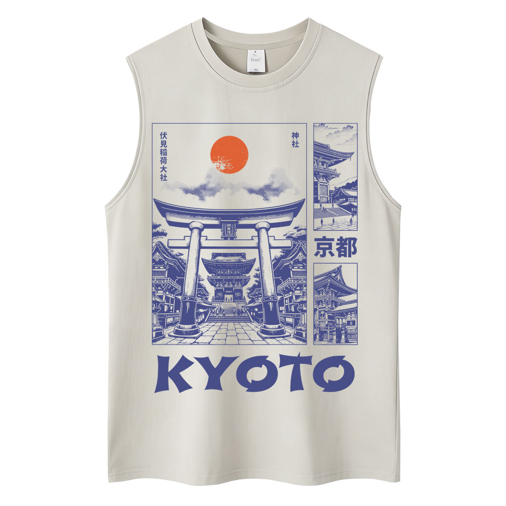 Vintage Fashion Kyoto - Japon tarzı Kyoto grafik tankı üstleri