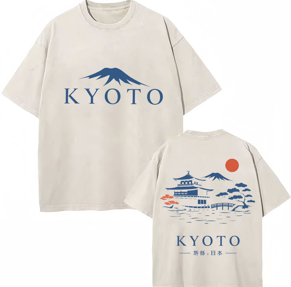 Vintage Fashion Kyoto - Yıkanmış Japon Tarzı Kyoto Grafik T