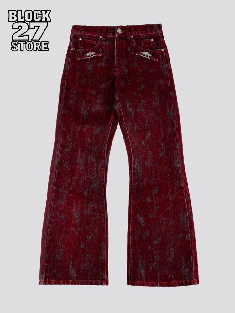 Retro Track Pant - Erkek Kot Amerikan Vintage Floklu Geniş